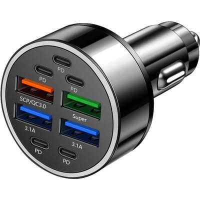 100W 10 Poorten Autolader Snel Opladen PD QC3.0 USB C Auto Telefoonoplader Type C Adapter in Auto Voor iPhone Samsung Huawei Xiaomi 9 ports