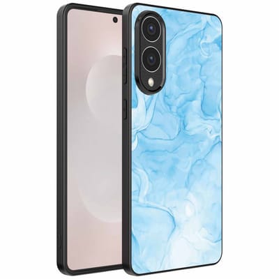 Geschikt voor Samsung Galaxy S25 Edge Telefoonhoesje met marmer opdruk - TPU backcover case marble design - Lichtblauw - Smartphonica geschikt voor Samsung Galaxy S25 Edge
