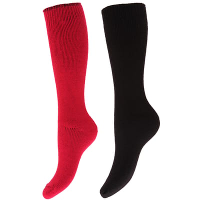 Floso Dames/dames Thermal Winter Wellington/Welly Laarzensokken (2 paren) (Roze/Zwart)