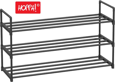 Hoppa! Schoenenrek | Zwart | Ijzer/Kunststof | 93 x 31 x 55 cm (B x D x H)