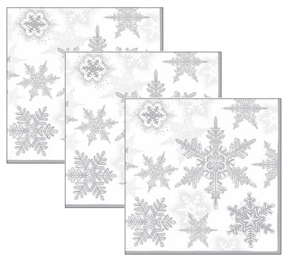 Ambiente Kerstservetten - 60x - winter wit - sneeuwvlokken - 33 x 33 cm - 3 laags - papieren diner / buiten BBQ / gourmet servetten