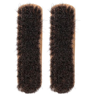 2 Stuks Houten Paardenhaar Schoenborstels Leerverzorging Beschermen Olieën Polijstgereedschap(Type D) black