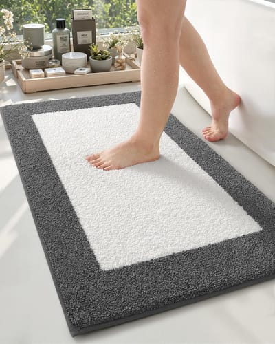 Bath Mat - Non-Slip - Super Absorbent - Soft - Machine Washable - Perfect for Shower - Bathroom en Toilet - 61 x 92 cm - Dark Grey
