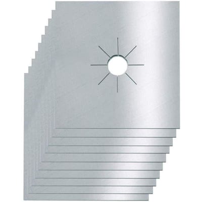 10 stuks Gasfornuis Afdekking Dikte 0,2 mm Waterdicht Herbruikbaar Hittebestendig Glasvezel Gasfornuis zilver