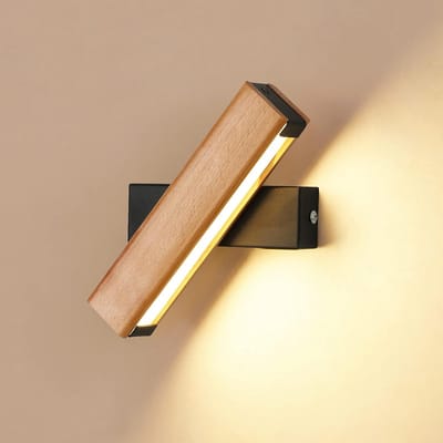 Appliques murales-houten wandlamp voor binnen-warmwitte-wandlamp voor slaapkamer-4W-400LM-360° draaibaar-21cm