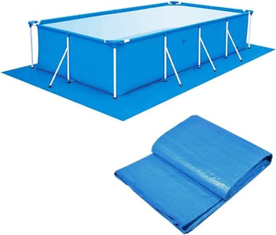 Vloermat voor Zwembad - Blauw - 200 x 300 cm - Waterdichte Opvouwbare Vloerbescherming - Voor Rechthoekige en Ronde Zwembaden
