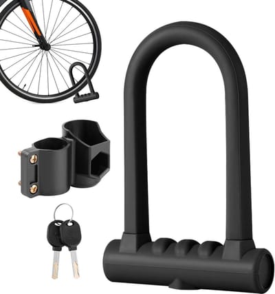 Fiets U-slot, U-slot voor fiets siliconen, motorsloten, stalen beugel, zinklegering kern met 2 koperen sleutels, montagebeugel, verbeterde bescherming