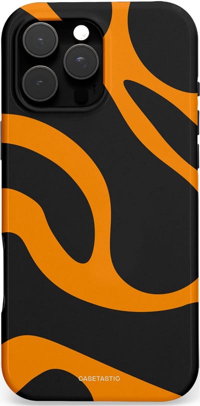 Casetastic Hoesje Geschikt voor Apple iPhone 16 Pro Max Magsafe - Stijlvolle Beschermende Duo-layer Case - Katachtige Oranje Tijger Strepen