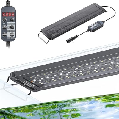 LED Aquarium Verlichting met Volledig Spectrum en D/N Modus - Verstelbare Helderheid, Timer en Unieke Kleureffecten voor Aquaria van 45-60 cm