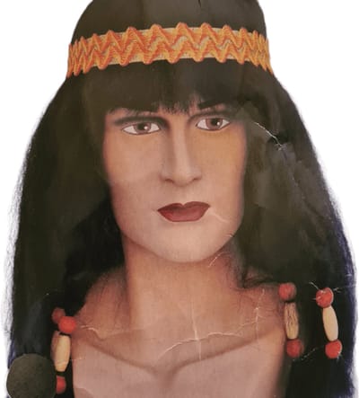 pruik hippie , lang met kralen