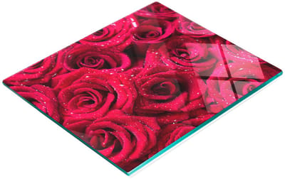 Decoratieve glazen snij- en serveerplank met rozenmotief, 60x52 cm