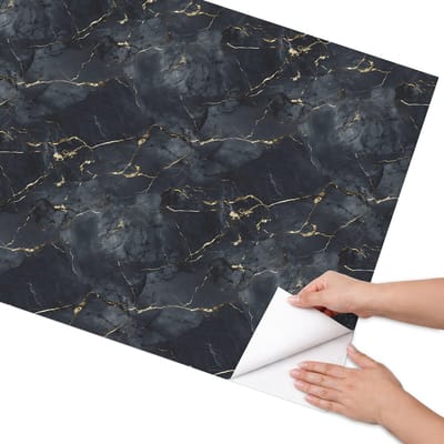 Coloray Meubel Wrap Folie - Zwart Meubelfolie - 75x150 cm - Meubel Wrap Folie Marmerpatroon - Plakfolie Meubels - Luxueus Meubelfolie - Decoratiefolie Zelfklevend - Slaapkamer decoratie - Texturen