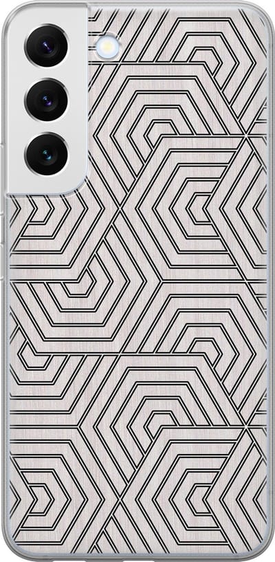 Leuke Telefoonhoesjes - Hoesje geschikt voor Samsung Galaxy S22+ - Geometrisch - Soft case - TPU - Print / Illustratie - Grijs
