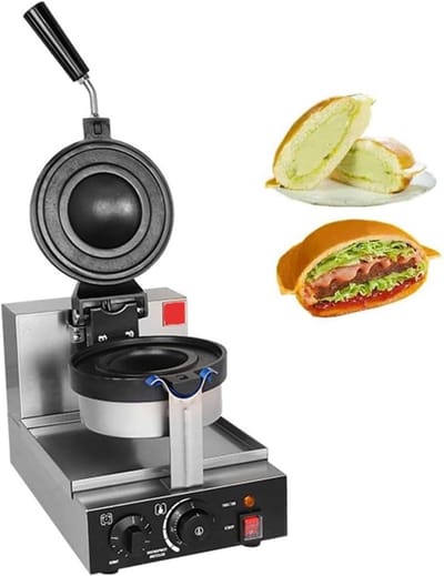 Wafelmaker - Burger Wafelijzer - Snelle Snacks Maken - Dubbelzijdige Verwarming - 1300W - Zilver