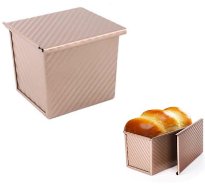 1 stuks - anti aanbak vierkante broodvorm met deksel - mini vierkante toast box voor thuisbakken - mini kubus toastbox ideale bakset cadeau voor broodliefhebber ( 10 x 11.5 x 11 cm ,250 g)