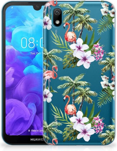 Huawei Y5 (2019) TPU Hoesje Flamingo Palms