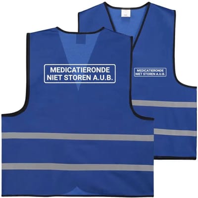 Medicatie hesje blauw | voor- en achterkant bedrukt