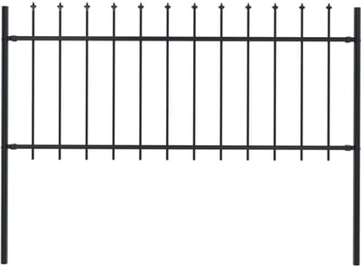 Sierhekwerk - Tuinhek met Speerpunten - 181x80 cm - Gepoedercoat Staal - Zwart - Metalen Tuinafrastering incl. 2 Palen (130 cm) en Montagemateriaal