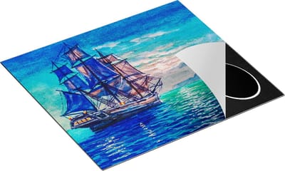 Chefcare Inductie Beschermer Oude Piratenschip Zeilboot Getekend - 60x50 cm - Afdekplaat Inductie - Kookplaat Beschermer - Inductie Mat
