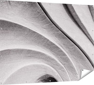 Gards Tuinposter Abstracte Kunst Gestreepte Stenen in het Grijs - 160x120 cm - Tuindoek - Tuindecoratie - Wanddecoratie buiten - Tuinschilderij