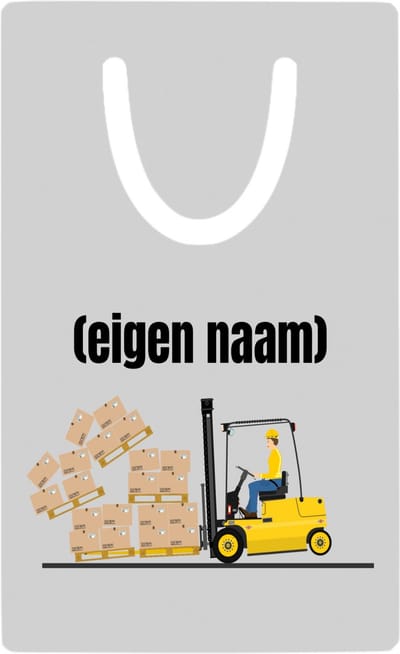 Hacebo® - heftruck met vallende pallet met eigen naam metalen boekenlegger - Heftruck - mensen die werken in de magazijn - collega's - verjaardag - afscheidscadeau - geschenk - kado Bladwijzer boekenleggers - 7.6 cm x 5cm