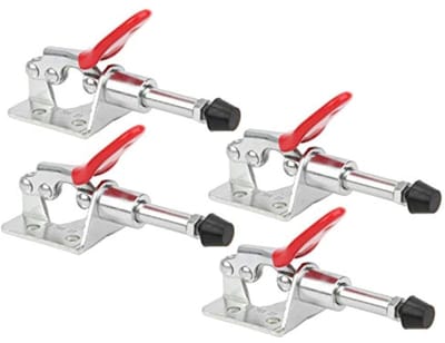 Dailygoods - 4-delige snelspanklem - Push-Pull-handgereedschap - 45 kg - Zilverkleurig - Houtbewerking - Geschikt voor lassen en mechanische bewerkingen