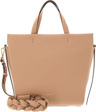 COCCINELLE Leren Handtas Schoudertas Boheme Grana Double Handbag Double Grainy Leather Toasted / Bark Beige