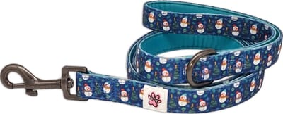 Kerst Hondenriem - Leiband Hond - Kleurrijke Honden Riem - Blauw - Winter - Kerstboom - Sneeuwman - Winter Wiggling - Paw My God!
