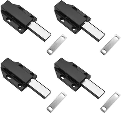 JHUBERS- Deurvangers 4-delige set - Magnetische Grendels - Zwart - Kastdeuren - Eenvoudige Installatie - Hoogwaardige Kunststof - Kastgrendels