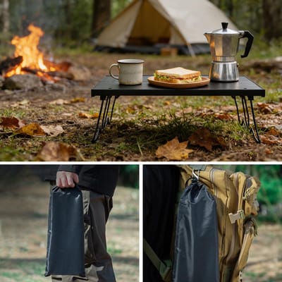 Opvouwbaar: Aluminium Campingtafel, Ultralicht, Draagbare, voor Outdoor Picknick en Kamperen, Zwart 33×22×11cm