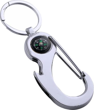 Fako Bijoux - Sleutelhanger Flesopener Haak - Kompas - Zilverkleurig