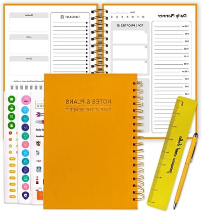 Dagelijkse Planner - Notitieboek Agenda - Planning Maken - Ongedateerd Uurschema - 175 x 245 cm - Geel