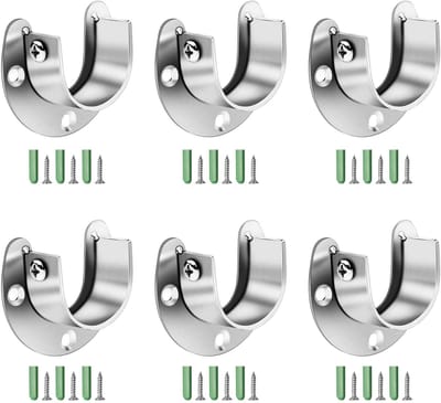 Cosensi- Flenshouder U-vormig - 6 Stuks - Roestvrij Staal - Beugel - Kasten/Meubels - Eenvoudig te Installeren - 3-Hole Bevestiging - Roedeindhouder
