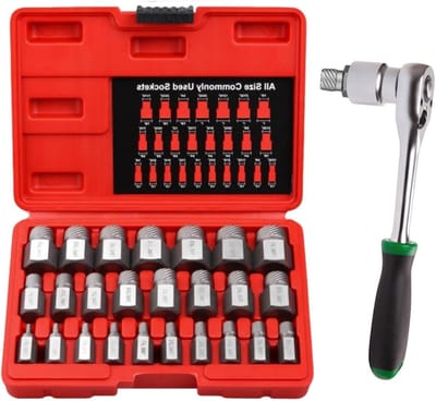 Schroef Extractie Set - Kapotte Bout Verwijderaar - Reparaties Uitvoeren - Multi-Spline Grip - 25-delig - Zilver