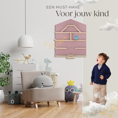 tectake® Houten wandrek - Plank met magneetstrips voor wandmontage - Wandplank voor kinderkamers - Opberger - Compatibel met Tonies en Toniebox - Roze