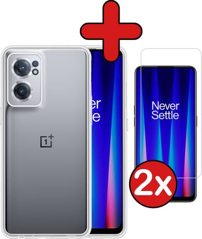 Hoesje - Met 2x Screenprotector - Geschikt voor OnePlus Nord CE 2 - Sterk & Shockproof - Telefoon Hoes - Back Cover - Siliconen Case - Telefoonhoes - Transparant