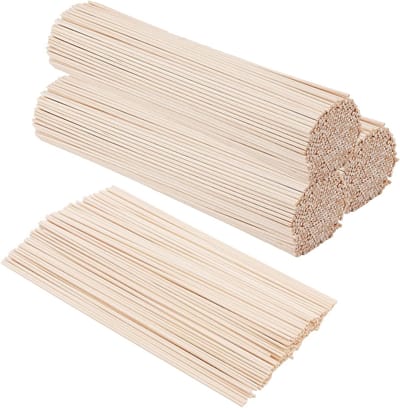 400 stuks 3 mm x 300 mm houten deuvelstangen voor houtbewerking, modelbouw en knutselprojecten, ideaal voor doe-het-zelf klussen
