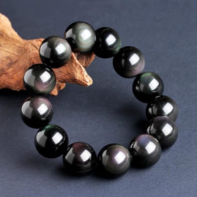 Top Natuurlijke Zwarte Obsidiaan Armband Sieraden Voor Vrouwen Man Geschenk Kristal Ronde Kralen Steen Zeldzame Edelsteen Aaaaa 12mm 14mm 16mm black