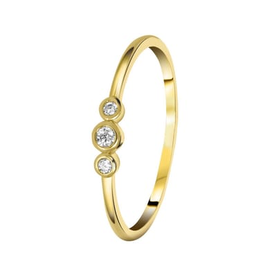 Lucardi Dames Ring goldplated met zirkonia - Ring - Cadeau - Echt Zilver - Goudkleurig