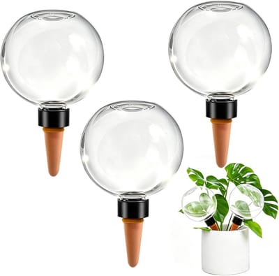 Ulisem - Automatische watergever - 3 stuks 500 ml planten watergeefsysteem - Topvulling en langzame afgifte - Keramieken cone voor gelijkmatige watertoevoer - Geeft 1-2 weken water zonder te overstromen - Voor binnenpotten en hangplanten - Terracotta