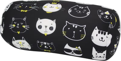 Kuschelmaxx Rolkussen - Sierkussen Rond Cilinder 17 x 33 cm - Katjes-design - Stevig en zacht - Mooie print - Gevuld met microgranulaat - Vormvast & Wasbaar - Ideaal voor op de bank, bed, auto of op reis - Inclusief Wasnet