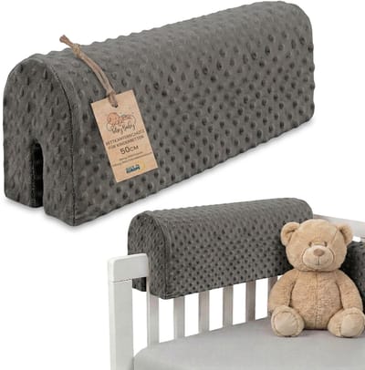 Bedrandbescherming voor kinderbedden 50 cm - bescherming voor bedframe babybed valbescherming voor boxspringbed bedrail met hoesrandbescherming kinderbabybedje Oeko-Tex Grijs