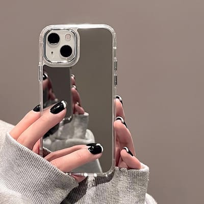 Luxe Make-UP Spiegel Hoesje Voor Iphone 11 Hoesje Iphone 13 14 15 16 17 Pro Max Air Plus 12 16Promax 15promax Siliconen Telefoonhoesje For iPhone13 zilver