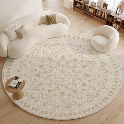 Minimalistische Woonkamer Decoratie Rond Tapijt Grote Oppervlakte Antislip Lounge Tapijt Franse Stijl Tapijten voor Slaapkamer Dikke Wasbare Mat 80x80CM