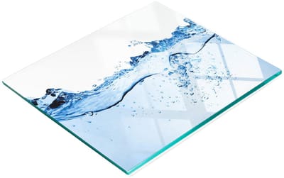 Keuken serveerplank van gehard glas met waterprint, 60x52 cm