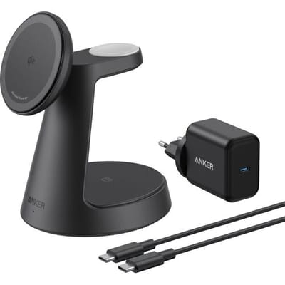 Anker MagGo draadloze oplader (3-in-1, dockstandaard) kabel- en opladerbundel - Europa (uitgezonderd UK-stekker) goud 1