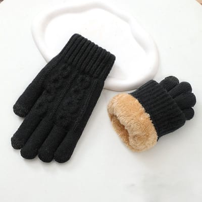 Handschoenen - Handschoenen winter - Fiets Handschoenen - Handschoenen heren - Warme touchscreen winterhandschoenen - Voor dames - Wollen handschoenen - Met thermische fleecevoering - Voor skiën - Fietsen - Autorijden en buitensporten - Zwart