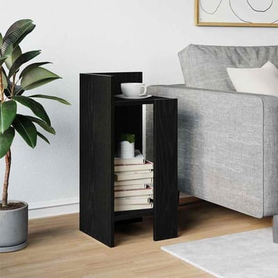 vidaXL - Bijzettafeltje - met - plank - 25,5x27x60 - cm - zwart