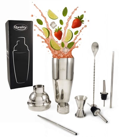 Cocktail Shaker Set (750 ml) - Cocktail Set - Luxe Cadeau voor hem of haar - Cocktailset - Zilverkleurig - Qwality®