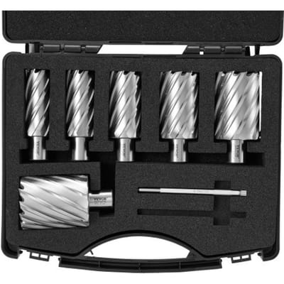 VEVOR Kroonborenset Metaal 6-Delig 1, 1-1/8, 1-1/4, 1-1/2, 1-3/4, 2 Inch Kernborenset 50,8 Mm Boordiepte Ringfreesset, Gemaakt Van M2al - Accessoires voor Snelstaal voor Magneetboormachines